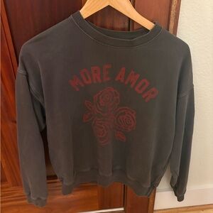 American Eagle Outfitters Charcoal Sweatshirt with Crimson Graphic